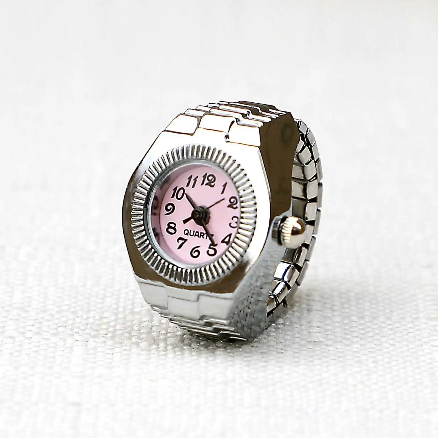 Vintage Punk Finger Watch Mini Elastic Strap Alloy Watches Couple Rings Jewelry Clock Retro Roman Quartz Watch Ring Women Men
