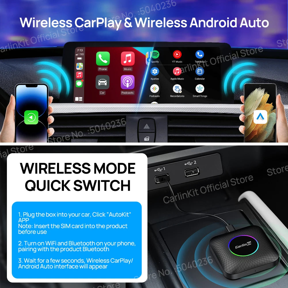 2026 New CarlinKit Mini CarPlay AI Box Qualcomm SM6225 8-Core Android Auto Wireless CarPlay TV Box 64G 128G Smart Streaming Box
