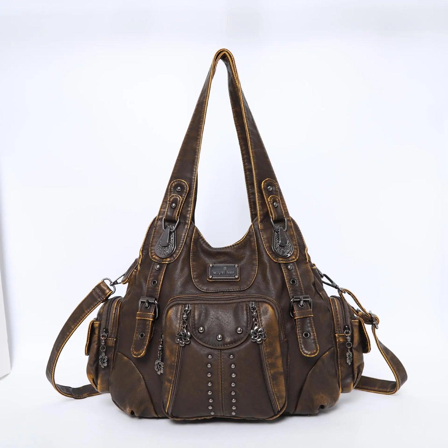 Women Handbags Black Vintage Shoulder Bags Fashion PU Handbag Female Satchel Big-capacity Shoulder Purse Bag bolsa feminina