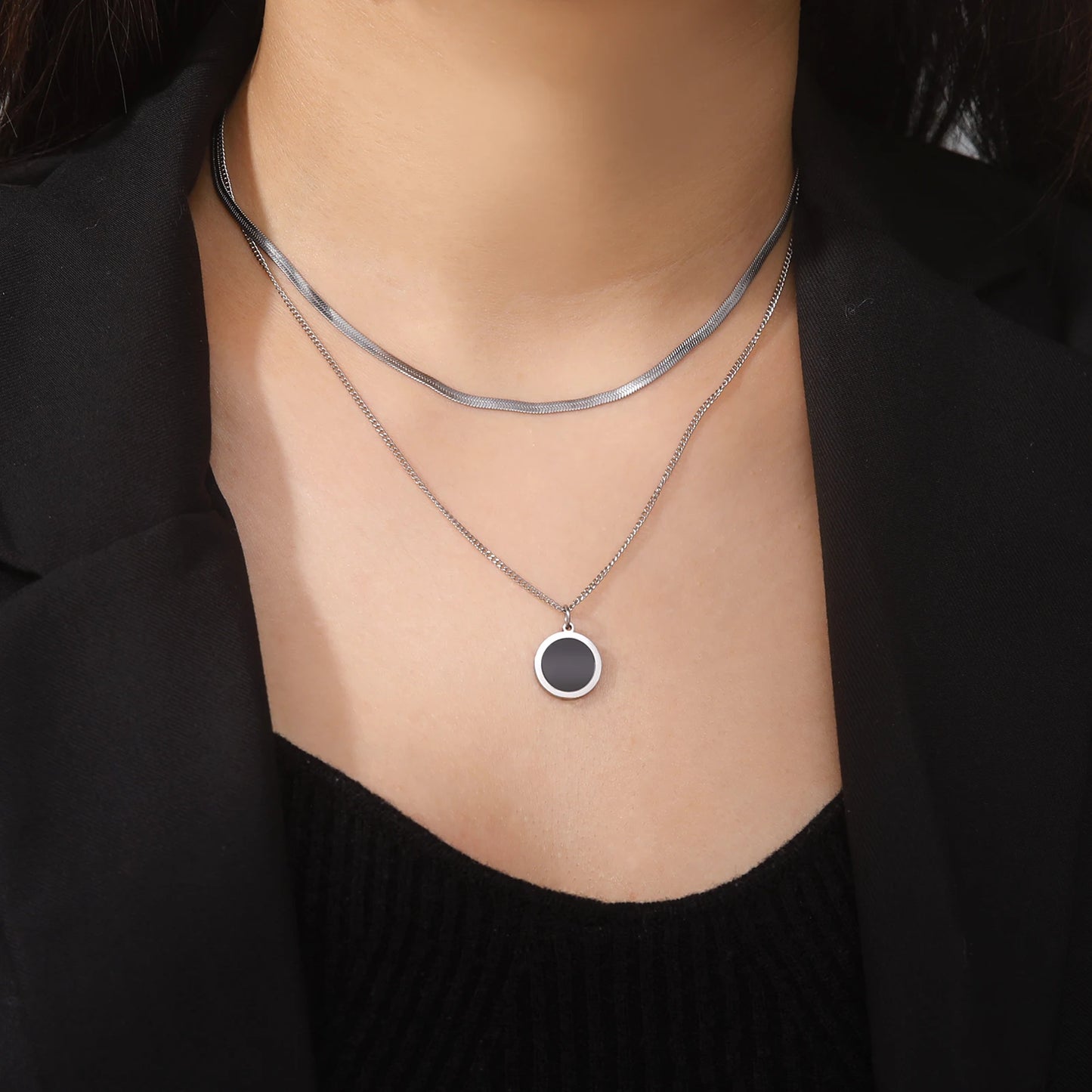 Cazador Multilayers Snake Chain Necklace Jewelry for Women Stainless Steel Disc Pendant New in Necklace Mother's Day Gift 2026