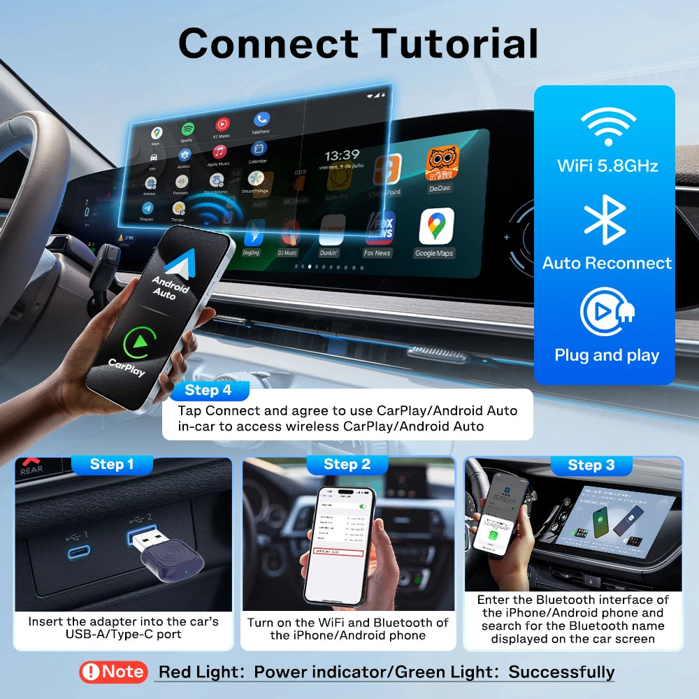 2 in 1 CarlinKit 5.0 Ultra Wireless CarPlay Android Auto Adapter 2026 New 5G Wifi Wireless Box for Car with Wired CarPlay IOS26
