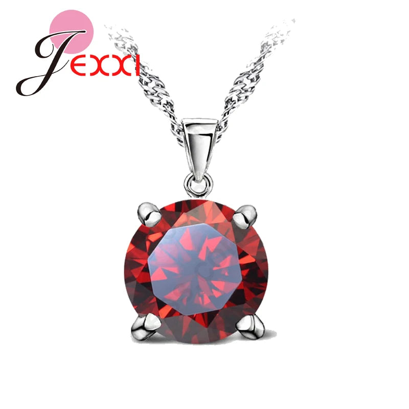 CZ Crystal Chain Necklaces Solid 925 Silver Color Pendant Necklace  Fashion Brand Crystal Party/ Wedding Jewelry For Women