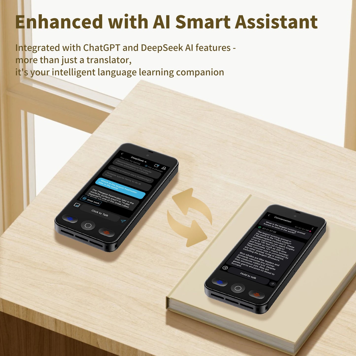 Language Translator Device with 152 Languages Voice Portable Ai  Translating Offline Translation Support Voice Video Recording