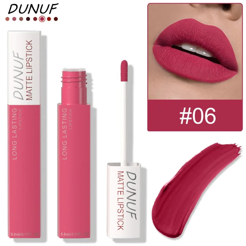 8-color Matte Waterproof Long-lasting Lip Gloss Reddish Brown Lipstick Makeup Tint Moisturizing Makeup Red Lipstick Lip Pigment