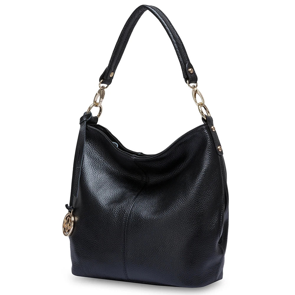 Zency Charm Dark Blue Women Shoulder Bag 100% Genuine Leather Hobo Fashion Lady Messenger Crossbody Purse Elegant Female Handbag