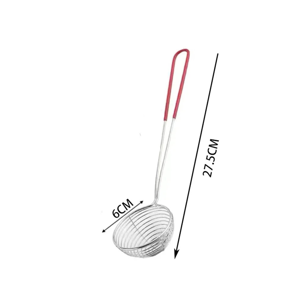 Red Handle Strainer Stainless Steel Bubble Tea Colander Boba Milk Tea Spoon Pearl Round Strainer Kitchen Gadgets