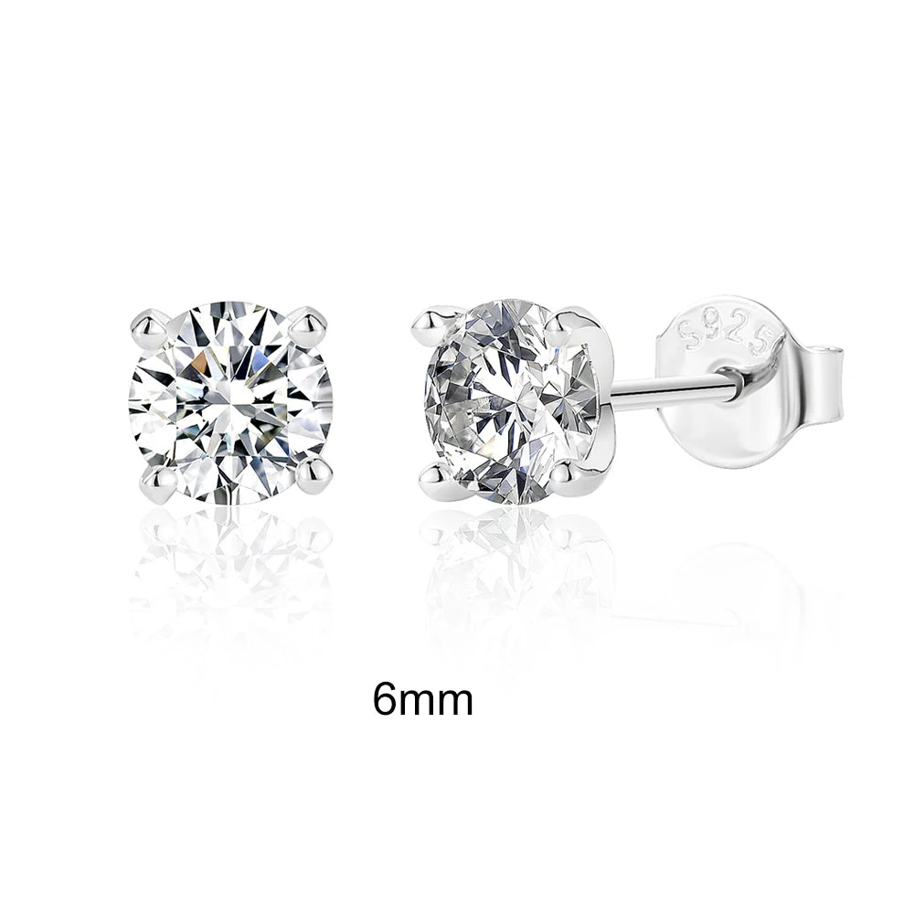 CANNER 0.5-1.2 Carat D Color Moissanite Ear Stud Earrings For Women 925 Sterling Silver Elegant Sparkling Piercing Earrings Gift