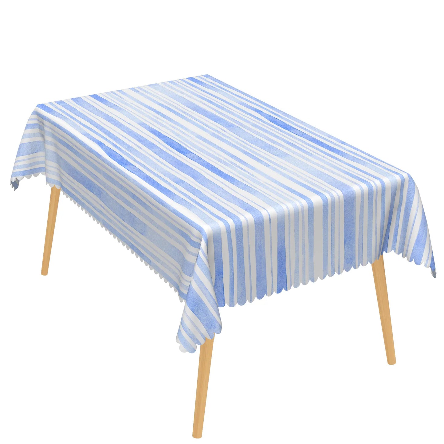 Blue Geometric Tablecloth Rectangular Modern Stripes Checkered Waves Waterproof Table Cover For Dining Room Kitchen Home Decor