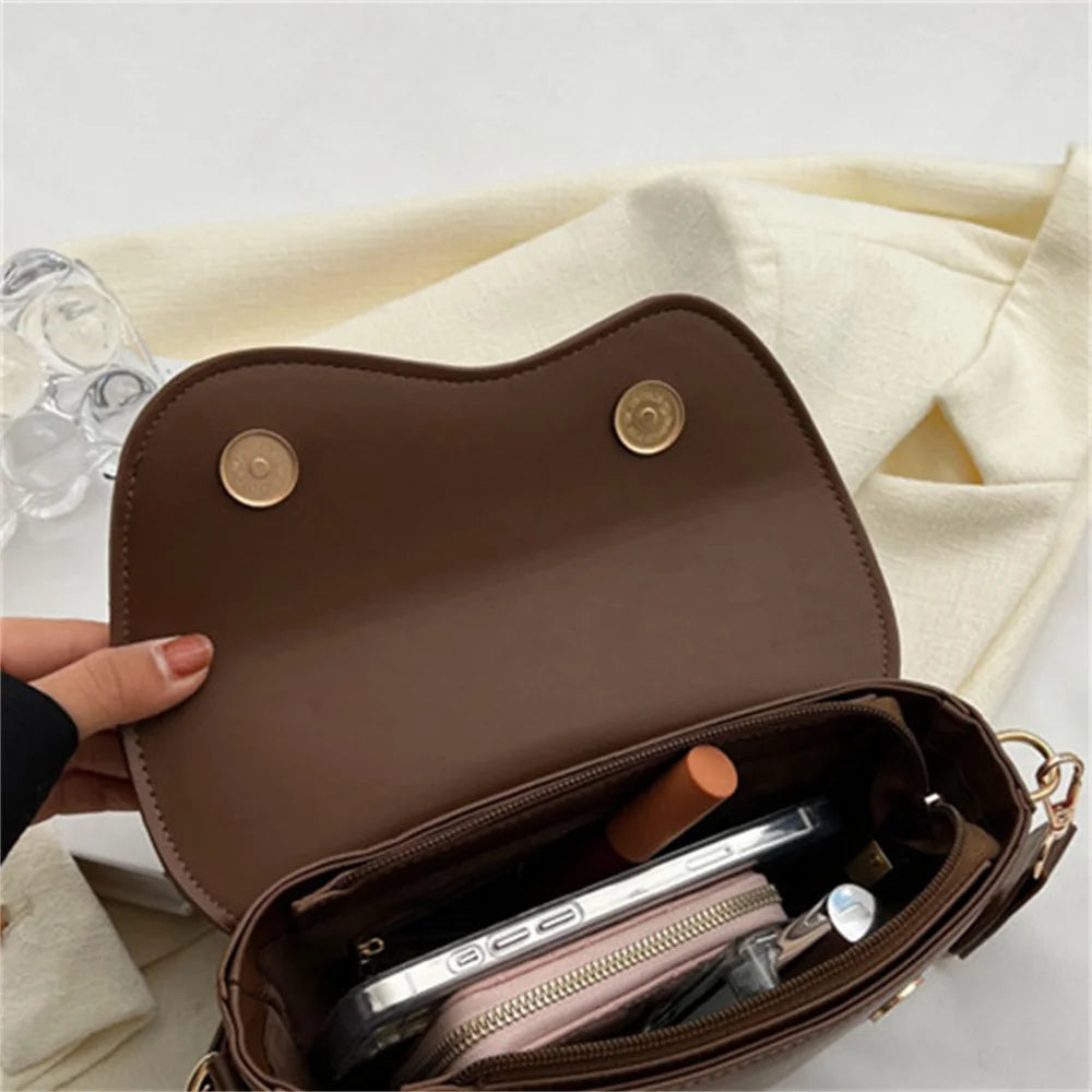 Fashionable Square Bags Women's Shoulder Bags Wide Shoulder Strap Bags Women's Handbags Solid Color PU Leather Crossbody Bag