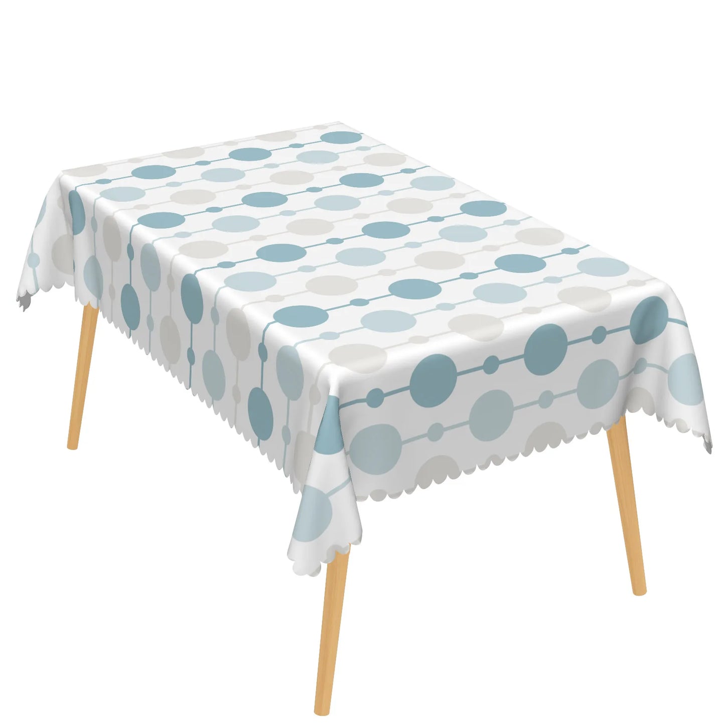 Blue Geometric Tablecloth Rectangular Modern Stripes Checkered Waves Waterproof Table Cover For Dining Room Kitchen Home Decor