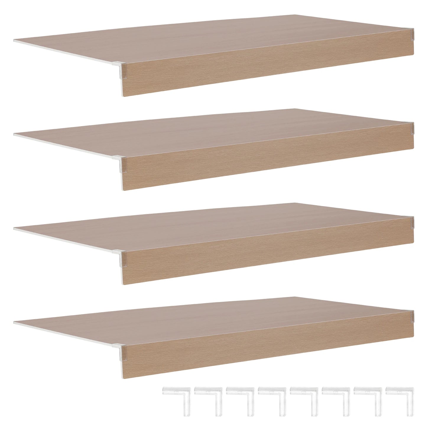 4 Pcs PVC Pantry Shelf Cover 0.32in Thick Faux Wood Rack Covers Easy To Clean and Install for Home Kitchen Bathroom Organization