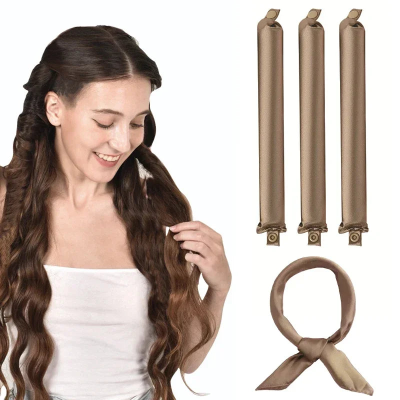 No Heat Hair Rollers Heatless Hair Curler Curling Rod Headband Satin Lazy Curls Soft Curlers Sleeping Flexi Rods Styling Tools