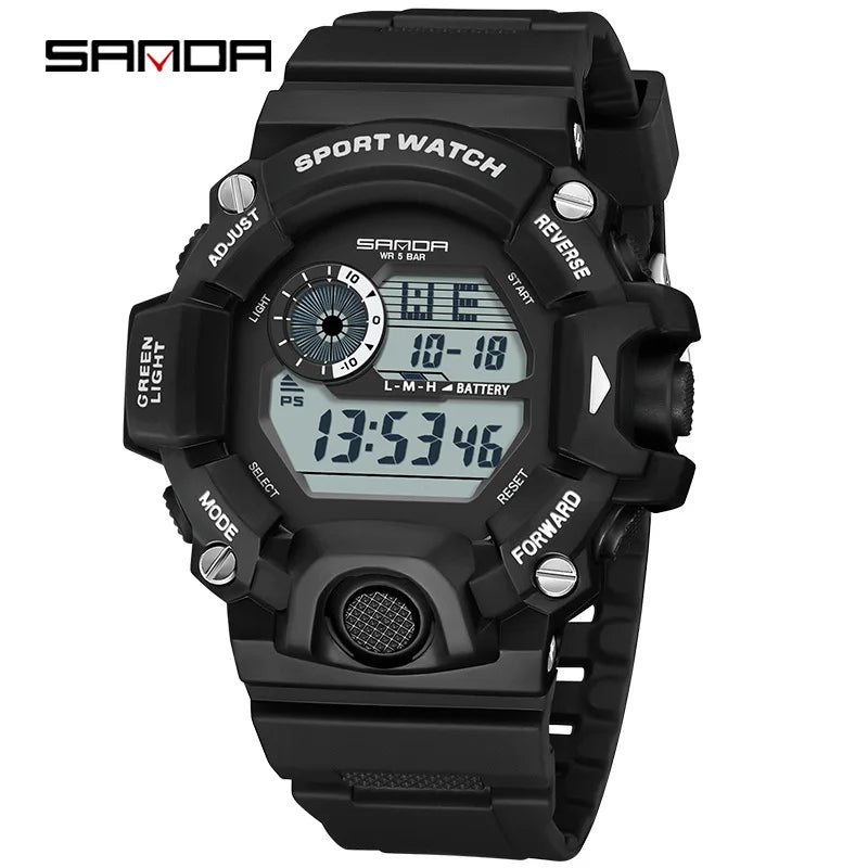 SANDA 326 Electronic Watches for Man Luminous Alarm Clock Waterproof Multifunction Sports Fashion Students Digital Wristwatch