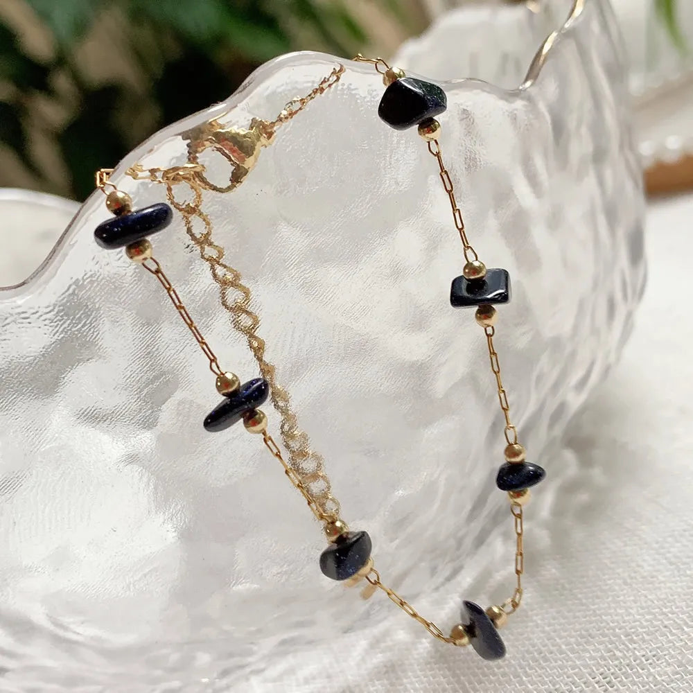 Irregular Natural Chip Stone Crystal Bracelet Healing Citrines Amethysts Pink Quartz Charm Stainless Steel Tiny Chain Bracelet