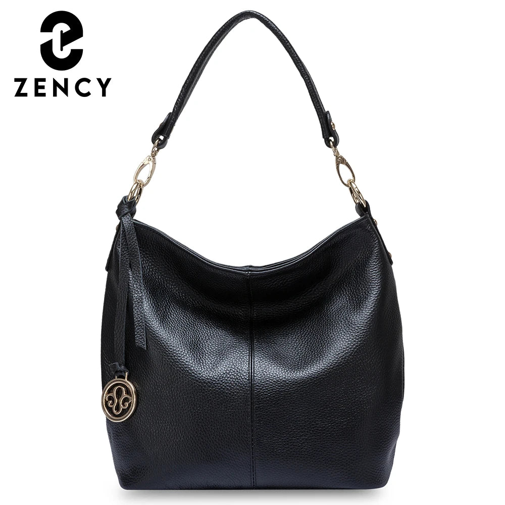 Zency Charm Dark Blue Women Shoulder Bag 100% Genuine Leather Hobo Fashion Lady Messenger Crossbody Purse Elegant Female Handbag