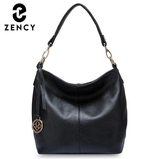 Zency Charm Dark Blue Women Shoulder Bag 100% Genuine Leather Hobo Fashion Lady Messenger Crossbody Purse Elegant Female Handbag