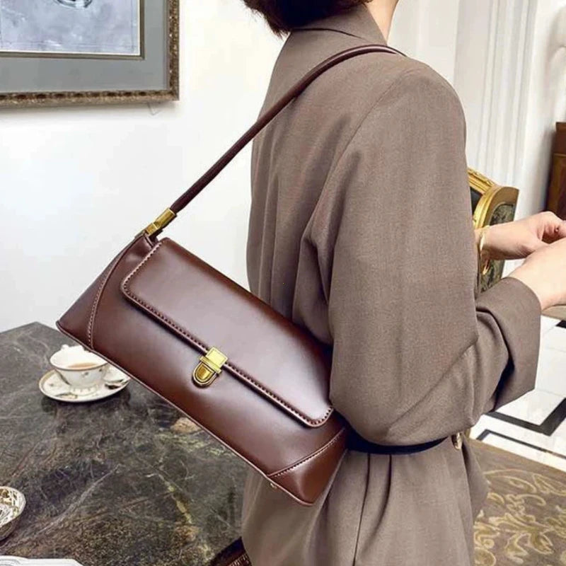 Fashion Solid Color Underarm Bags PU Leather Shoulder Bags for Women Design Luxury Small Handbag Female Subaxillary Clutches