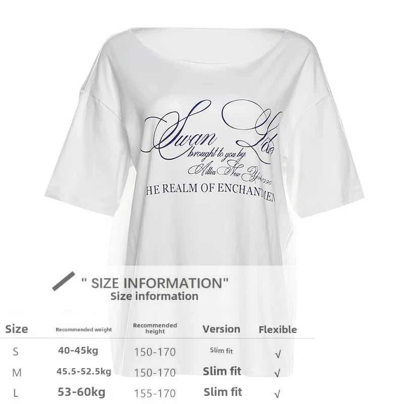 UOSU Casual Relax Woman T-shirt Letter 2025 Women New Street Atmosphere Style Fashionable Chick Summertime Tops