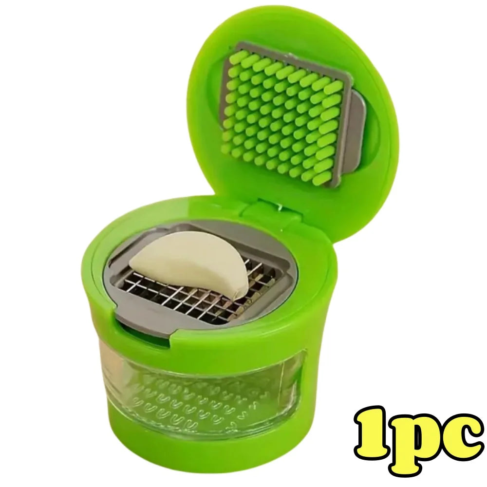 Multi-functional Stainless Steel Garlic Press Easy Manual Portable Vegetable Cutter Kitchen Gadget Tool For Home Cooking BBQ