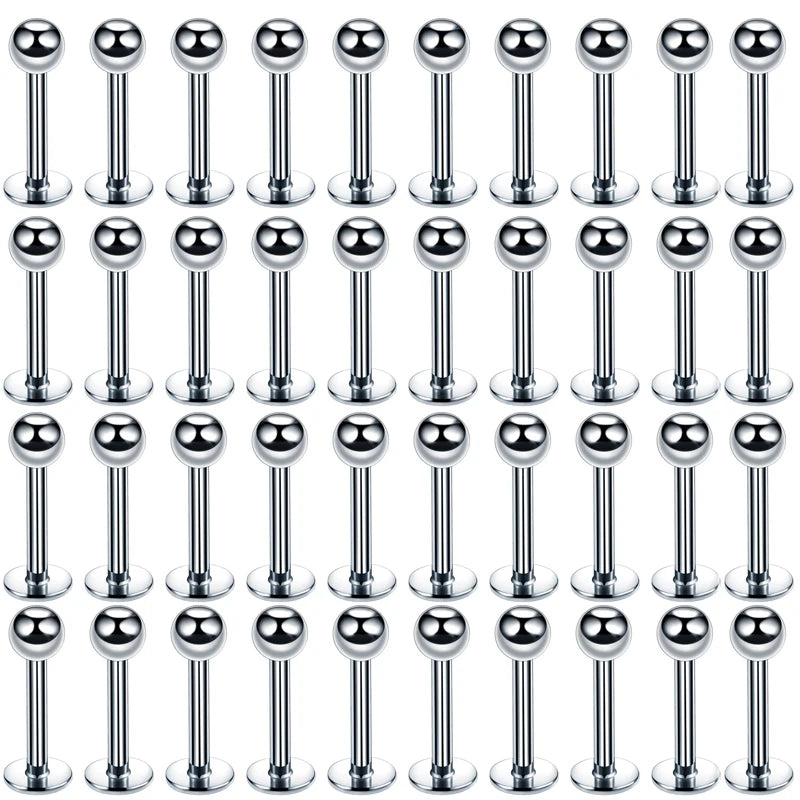 10/40Pcs Stainless Steel Lip Rings Studs Labret Piercing Master Earrings Septum Nose Hoops Unisex Women Punk Cool Body Jewelry