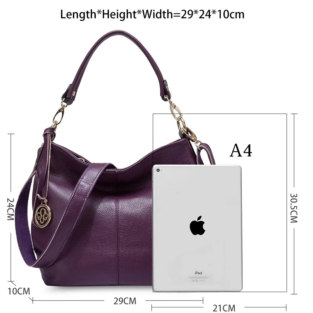 Zency Charm Dark Blue Women Shoulder Bag 100% Genuine Leather Hobo Fashion Lady Messenger Crossbody Purse Elegant Female Handbag