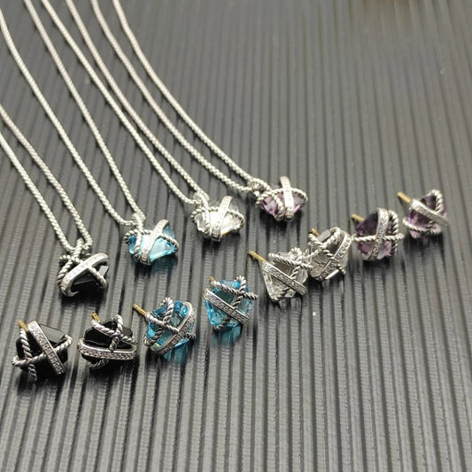 2025 New High-Quality Christmas Elegant and Simple Hexagonal Diamond Necklace, Earrings, and Ring Set - Valentine's Day Gift