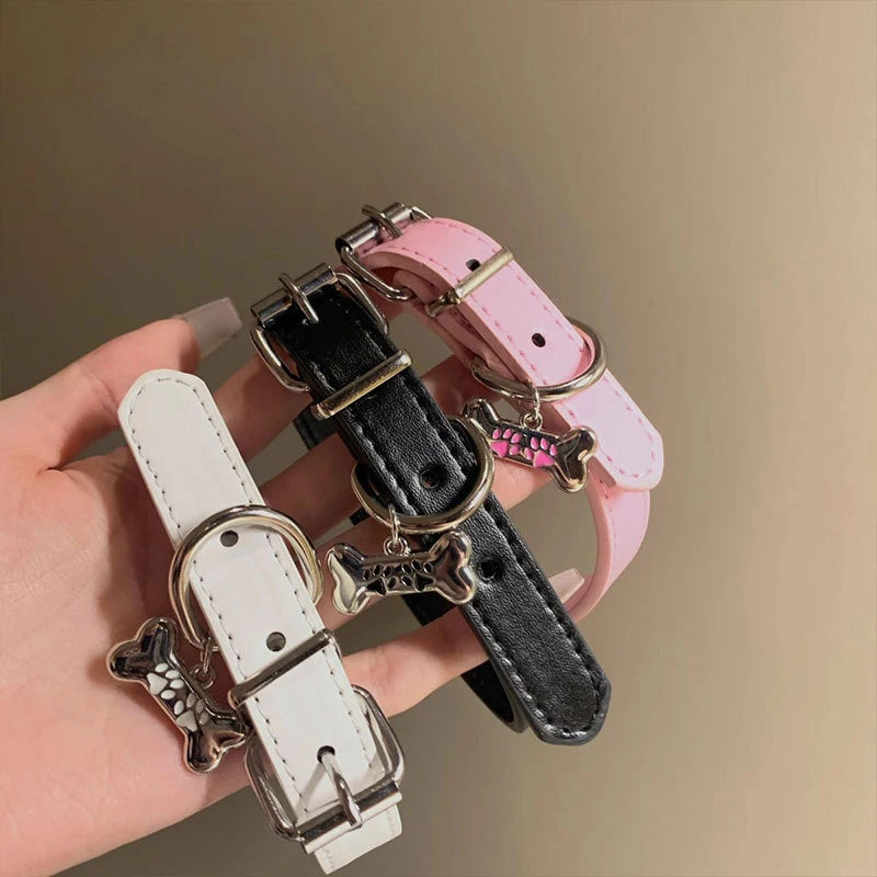 【F】Trendy Punk Colorful Dog Claw Bone Necklace For Women Exquisite PU Leather Charms Choker Sweet Cool Party Jewelry Y2K Gifts