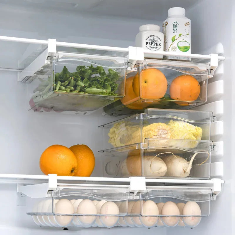 Home 1pc Drawer Style Refrigerator Egg Storage Box Household Plastic Fresh Keeping Holder Rack for Food Fruit