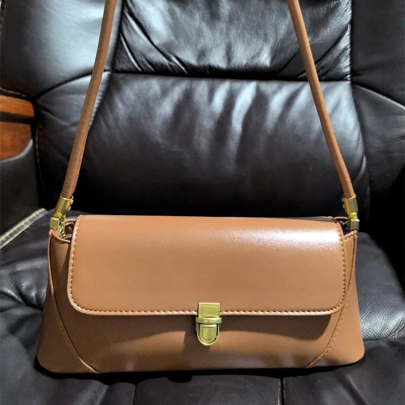 Fashion Solid Color Underarm Bags PU Leather Shoulder Bags for Women Design Luxury Small Handbag Female Subaxillary Clutches