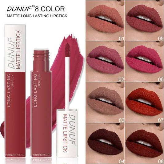 8-color Matte Waterproof Long-lasting Lip Gloss Reddish Brown Lipstick Makeup Tint Moisturizing Makeup Red Lipstick Lip Pigment