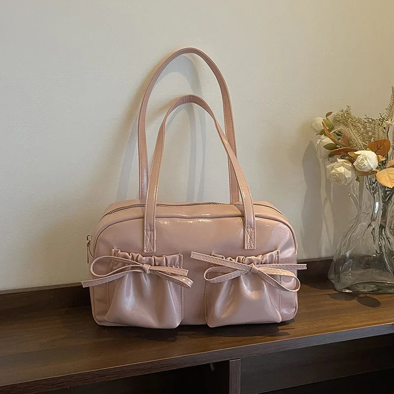 Vintage Simple Ladies Commute Tote BagWomen Business Shoulder Bags  Pu Leather Female Underarm Bag Burgundy Large Handbags Purse