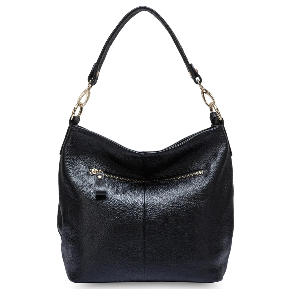 Zency Charm Dark Blue Women Shoulder Bag 100% Genuine Leather Hobo Fashion Lady Messenger Crossbody Purse Elegant Female Handbag