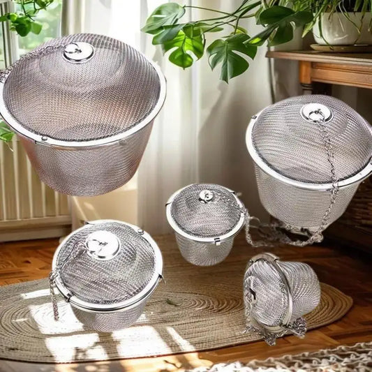 Tea Coffee Stew Spice Soup Herbal Sieve Infuser Reusable Stainless Steel Seasoning Bag Ball Kitchen Filter Sachet With Chain