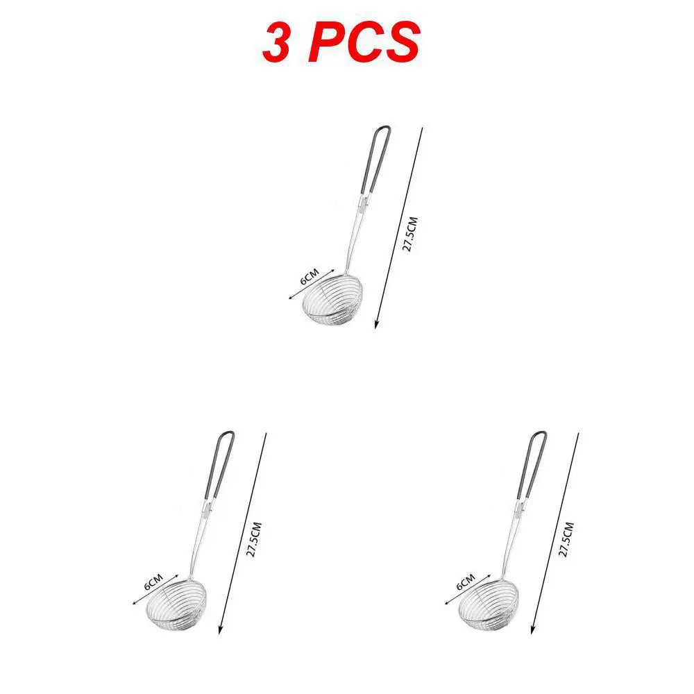 Red Handle Strainer Stainless Steel Bubble Tea Colander Boba Milk Tea Spoon Pearl Round Strainer Kitchen Gadgets