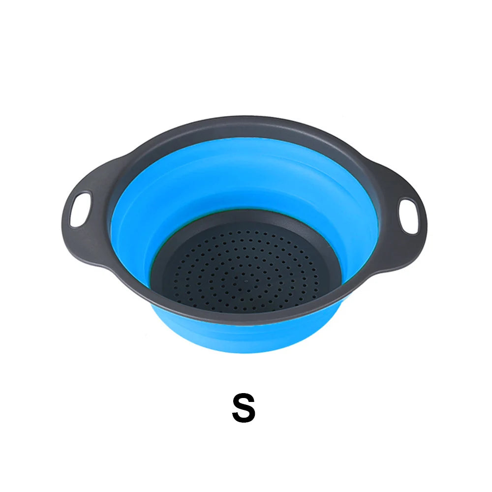 Silicone world Folding Drain Basket Fruit Vegetable Washing Basket Strainer Colander Collapsible Drainer Kitchen Storage Tools