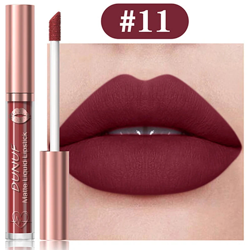 18-Colors Sexy Velvet Matte Lip Gloss Rose Pink Liquid Lipstick Beauty Red Waterproof Lasting Easy To Color Nude Lip Tint Makeup