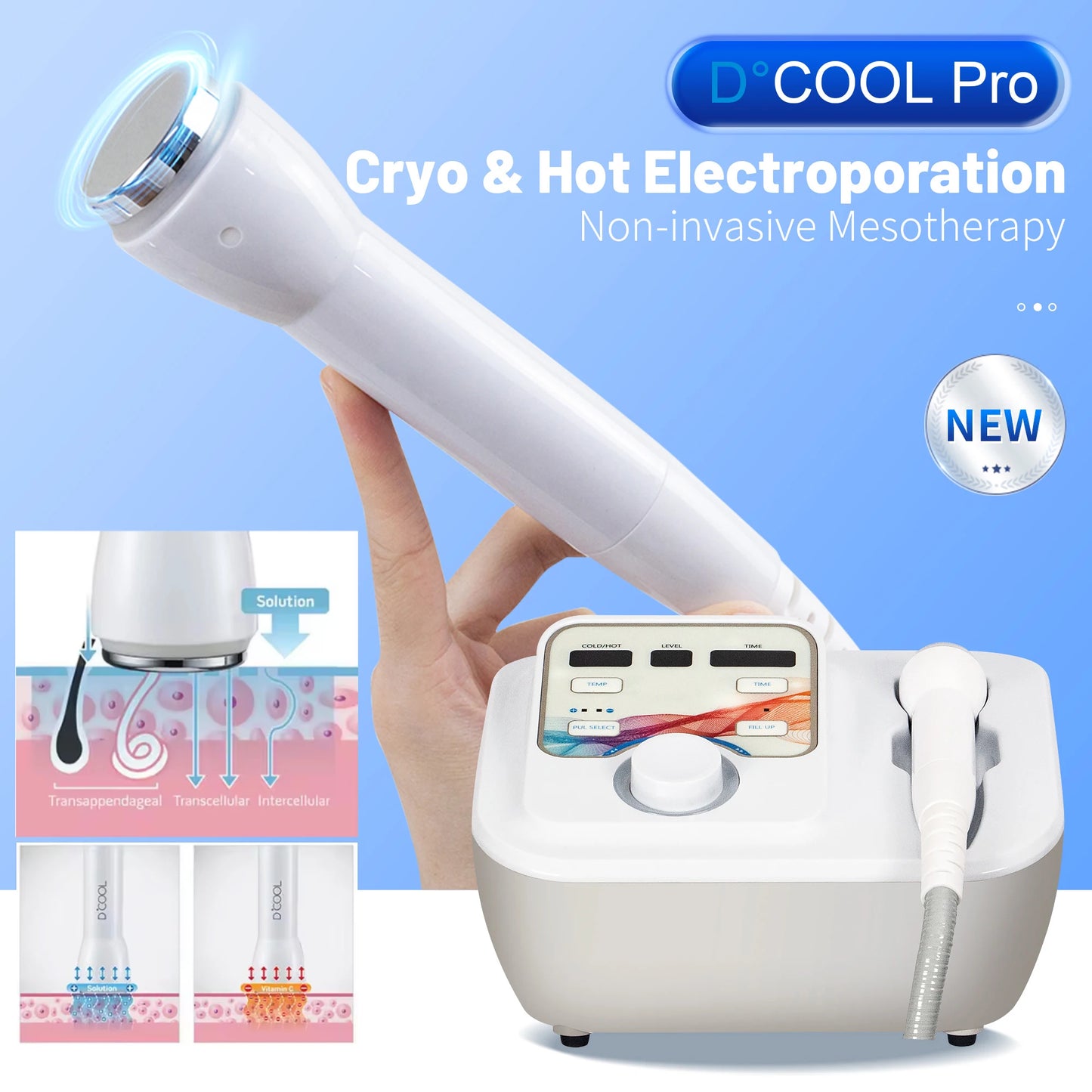 NEW Slimming Dcool Portable Cool Hot For Skin Tightening Anti Puffiness Facial Electroporation Machine Beauty Device