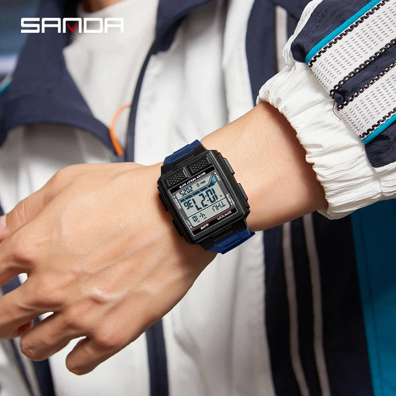 SANDA 2212 New 2025 Fashion Men's Electronic Watch Waterproof Multi functional Lightweight Sports Digital Watch reloj hombre