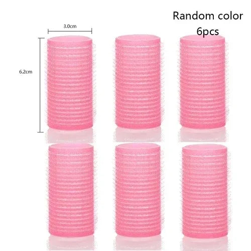 Hot Selling 6/12/24Pcs Pink Nylon Plastic Hair Rollers Set DIY Hairdressing Tools 3Sizes No Heat Self Grip Hair Roller Curlers