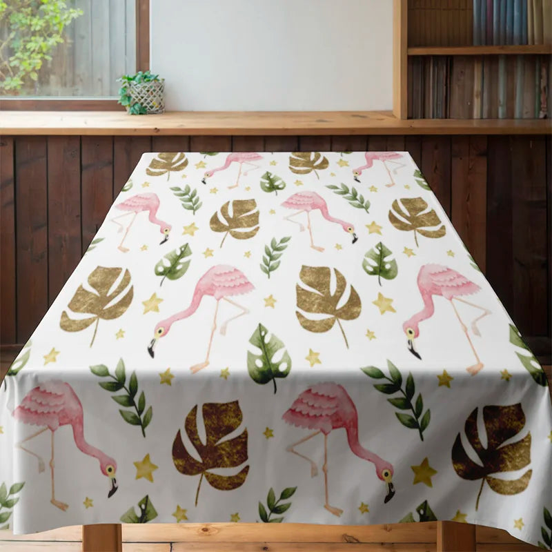 Tablecloth with flamingo print, simple design, suitable for home dining tables, easy cleaning, kitchen accessories AB038512-7460