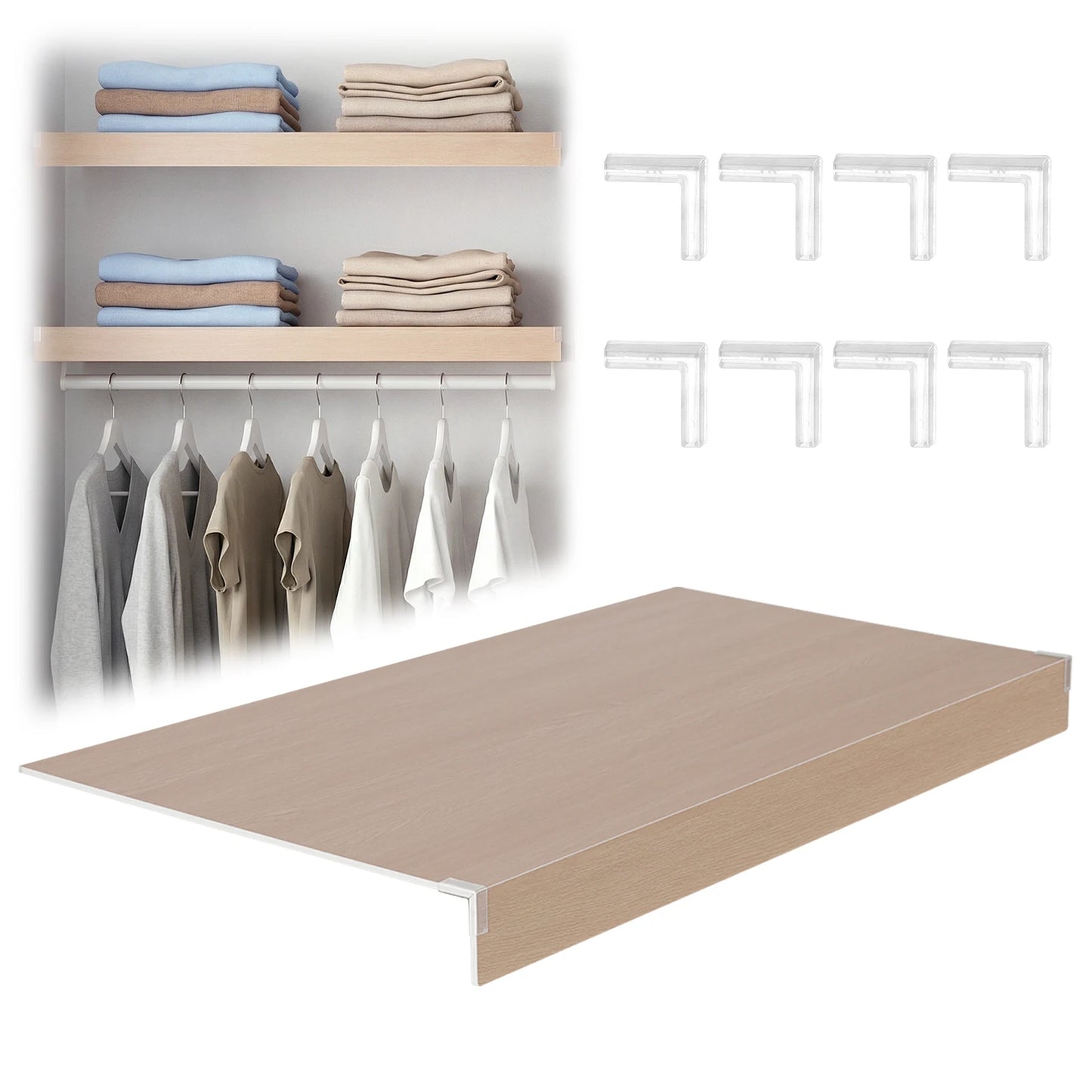 4 Pcs PVC Pantry Shelf Cover 0.32in Thick Faux Wood Rack Covers Easy To Clean and Install for Home Kitchen Bathroom Organization