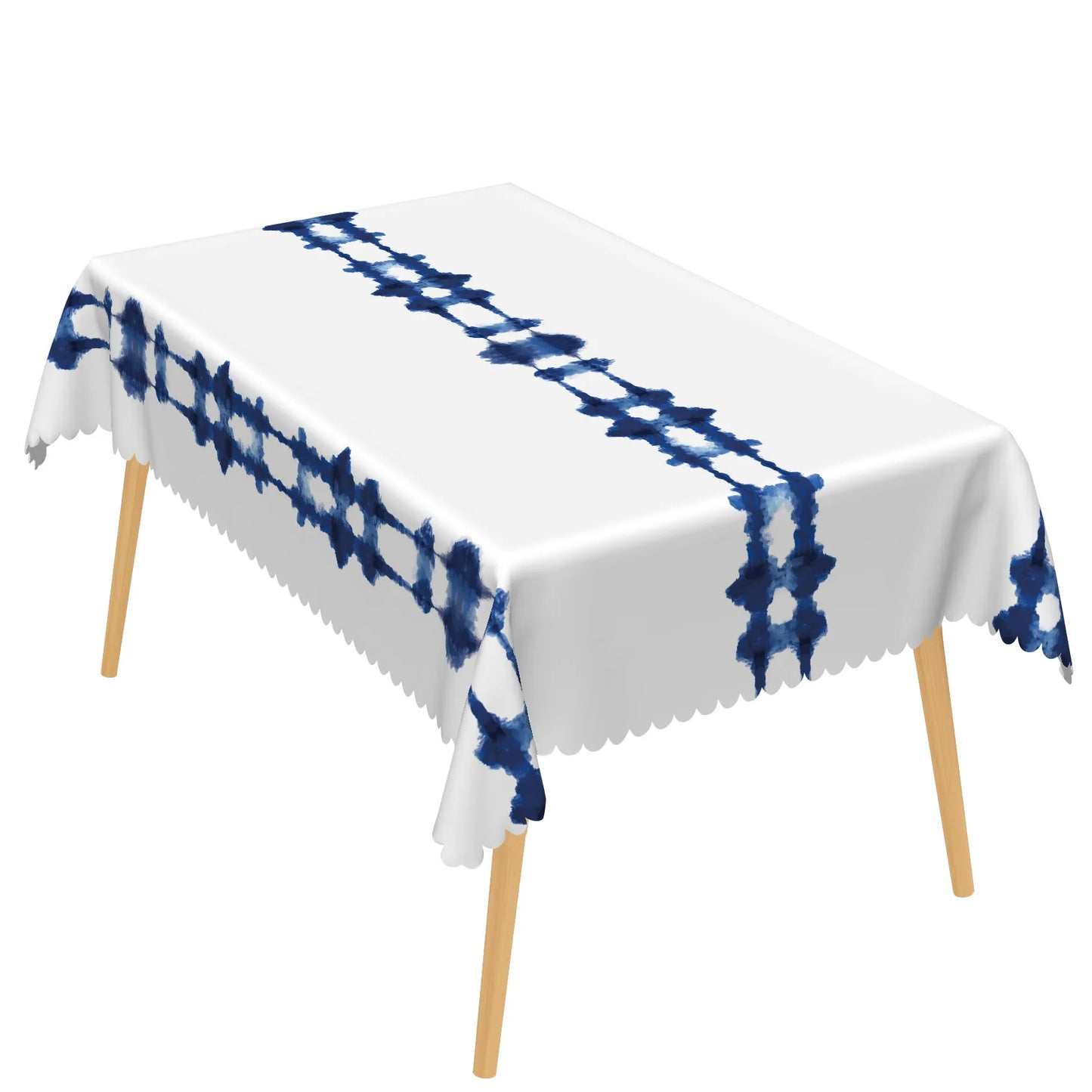 Blue Geometric Tablecloth Rectangular Modern Stripes Checkered Waves Waterproof Table Cover For Dining Room Kitchen Home Decor