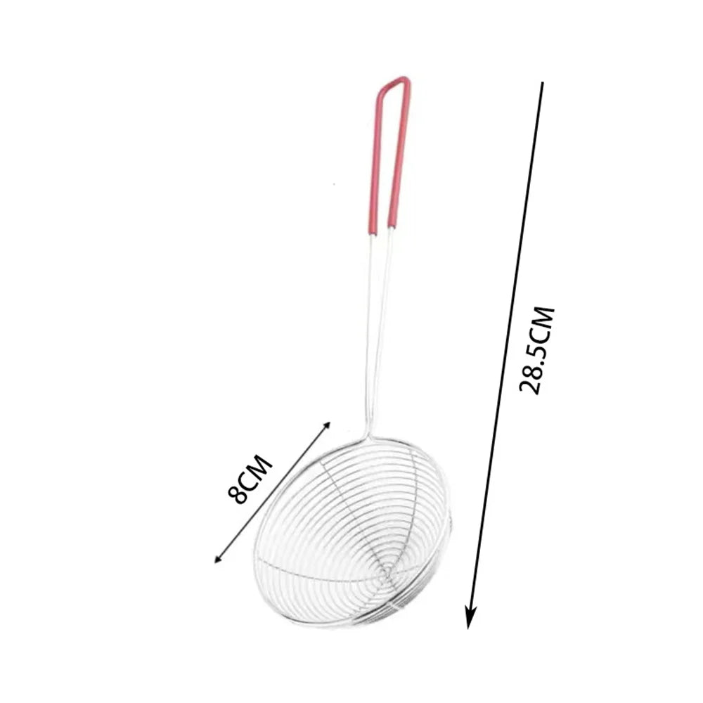 Red Handle Strainer Stainless Steel Bubble Tea Colander Boba Milk Tea Spoon Pearl Round Strainer Kitchen Gadgets