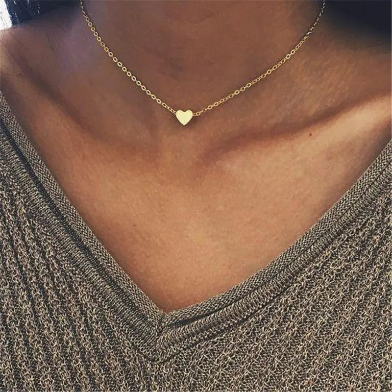 LETAPI 2025 New Fashion Simple Silver Color Choker Necklaces for Women Three Layer Chain Heart Pendant Necklace Jewelry Gift