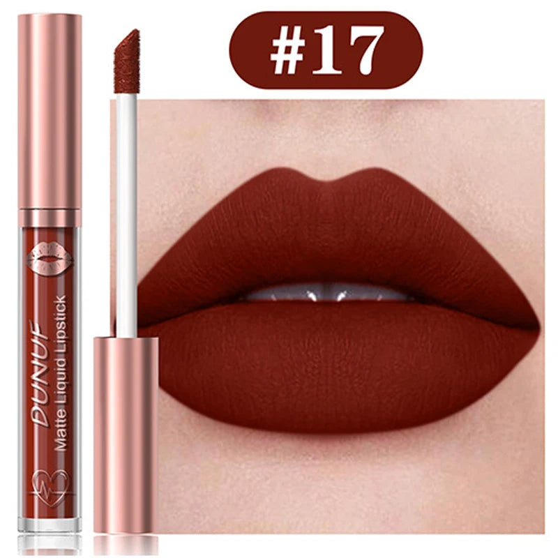 18-Colors Sexy Velvet Matte Lip Gloss Rose Pink Liquid Lipstick Beauty Red Waterproof Lasting Easy To Color Nude Lip Tint Makeup