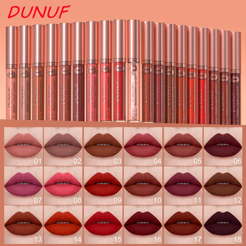 18-Colors Sexy Velvet Matte Lip Gloss Rose Pink Liquid Lipstick Beauty Red Waterproof Lasting Easy To Color Nude Lip Tint Makeup
