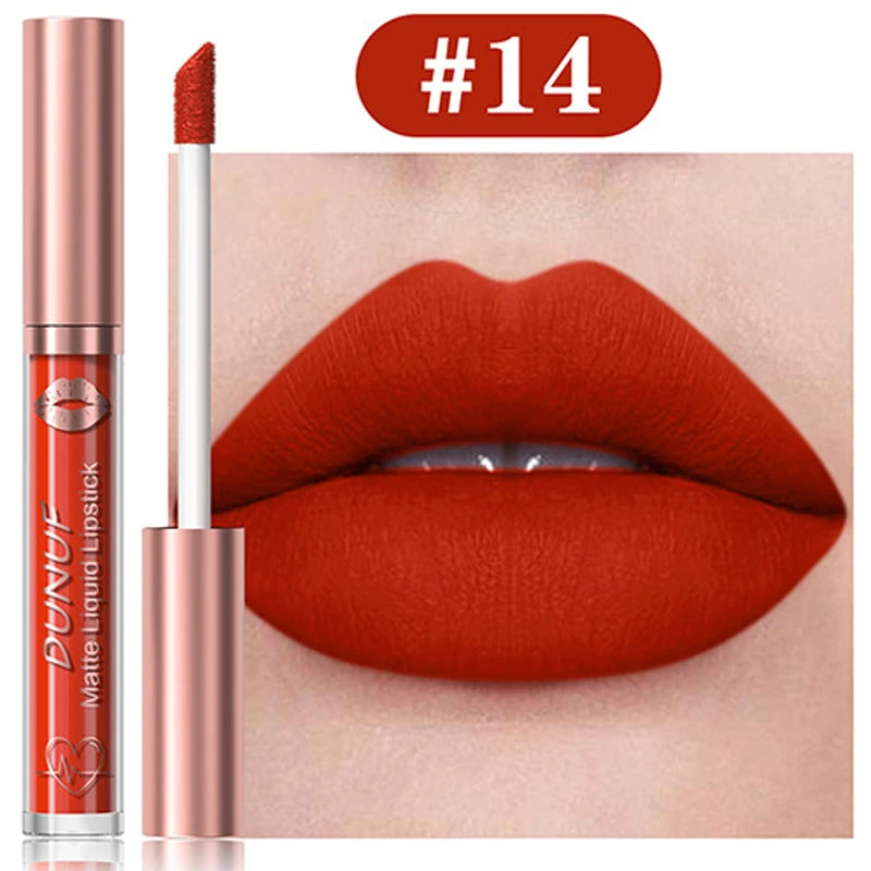 18-Colors Sexy Velvet Matte Lip Gloss Rose Pink Liquid Lipstick Beauty Red Waterproof Lasting Easy To Color Nude Lip Tint Makeup