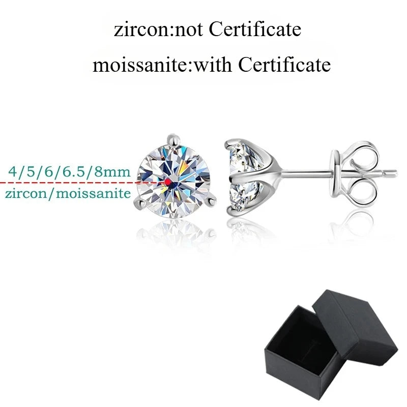 Smyoue 3 Claws 0.3-2CT Certified Moissanite Stud Earrings for Women Sparkling Lab Diamond Earring Sterling Silver 925 Plated 18K