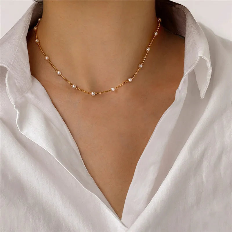 LETAPI 2025 New Fashion Simple Silver Color Choker Necklaces for Women Three Layer Chain Heart Pendant Necklace Jewelry Gift