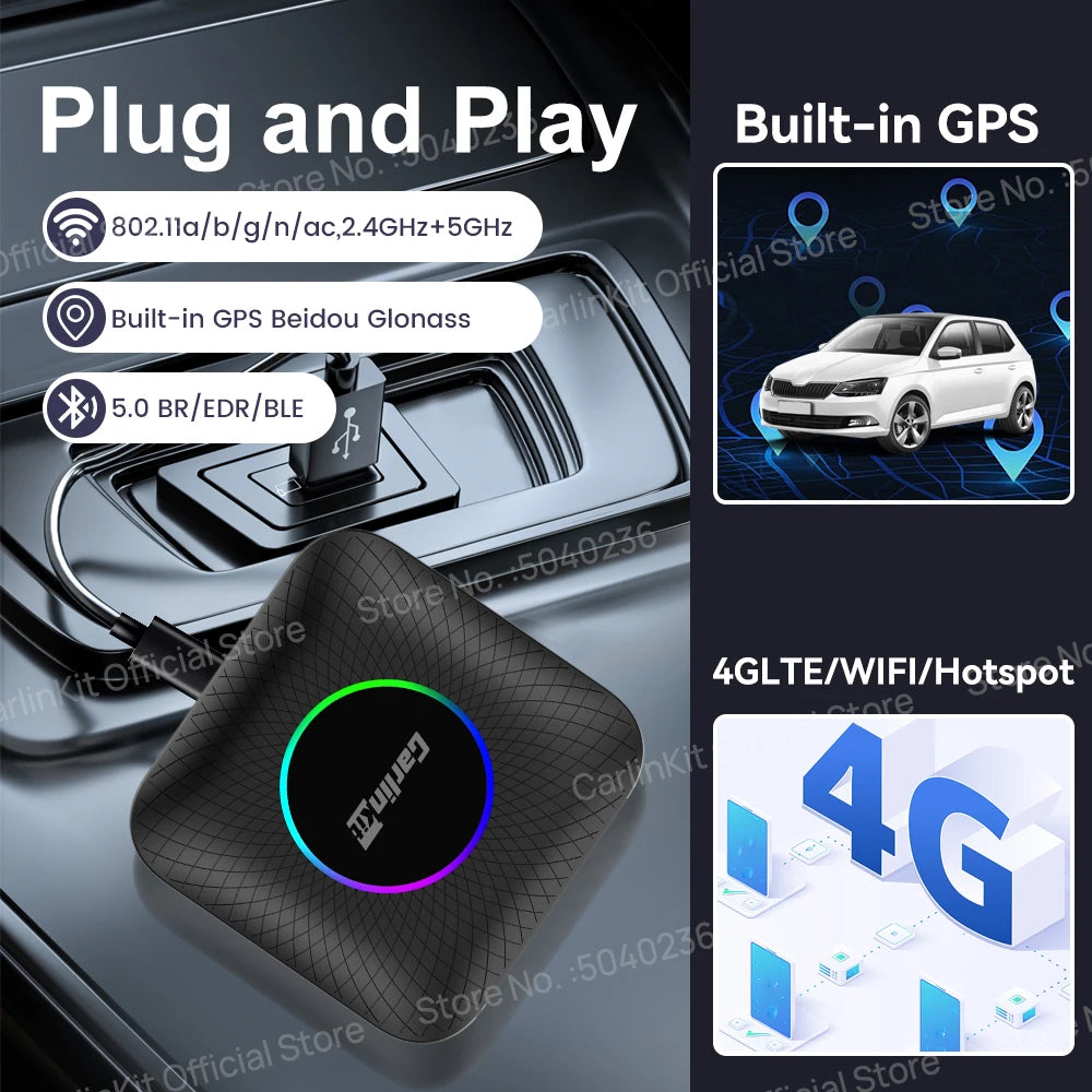 2026 New CarlinKit Mini CarPlay AI Box Qualcomm SM6225 8-Core Android Auto Wireless CarPlay TV Box 64G 128G Smart Streaming Box